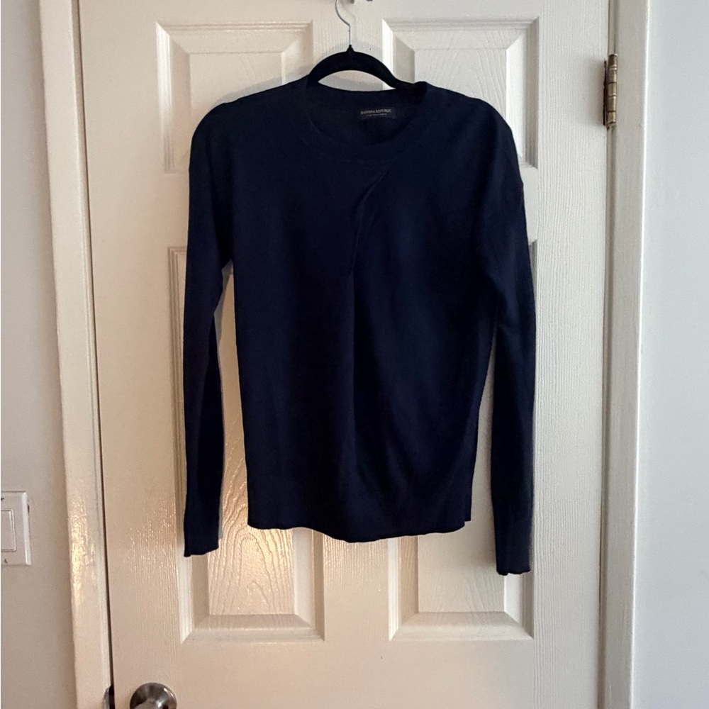 Banana Republic Silk Cashmere Blend Navy Crewneck Sweater